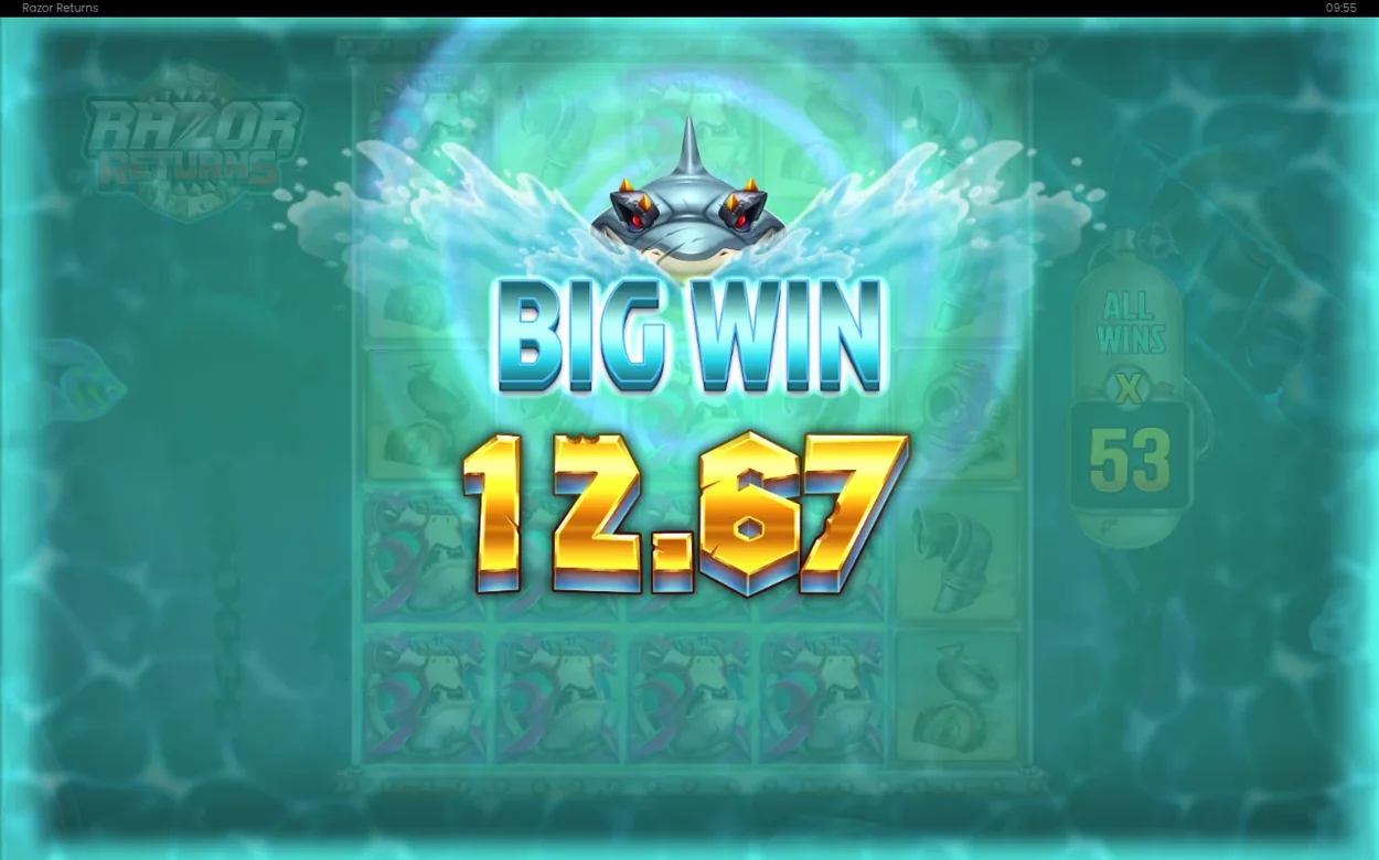 Paytabellen visar Scatter Symbol, en grön torpedsymbol märkt BONUS, samt rubriken Gamble Feature nedanför.